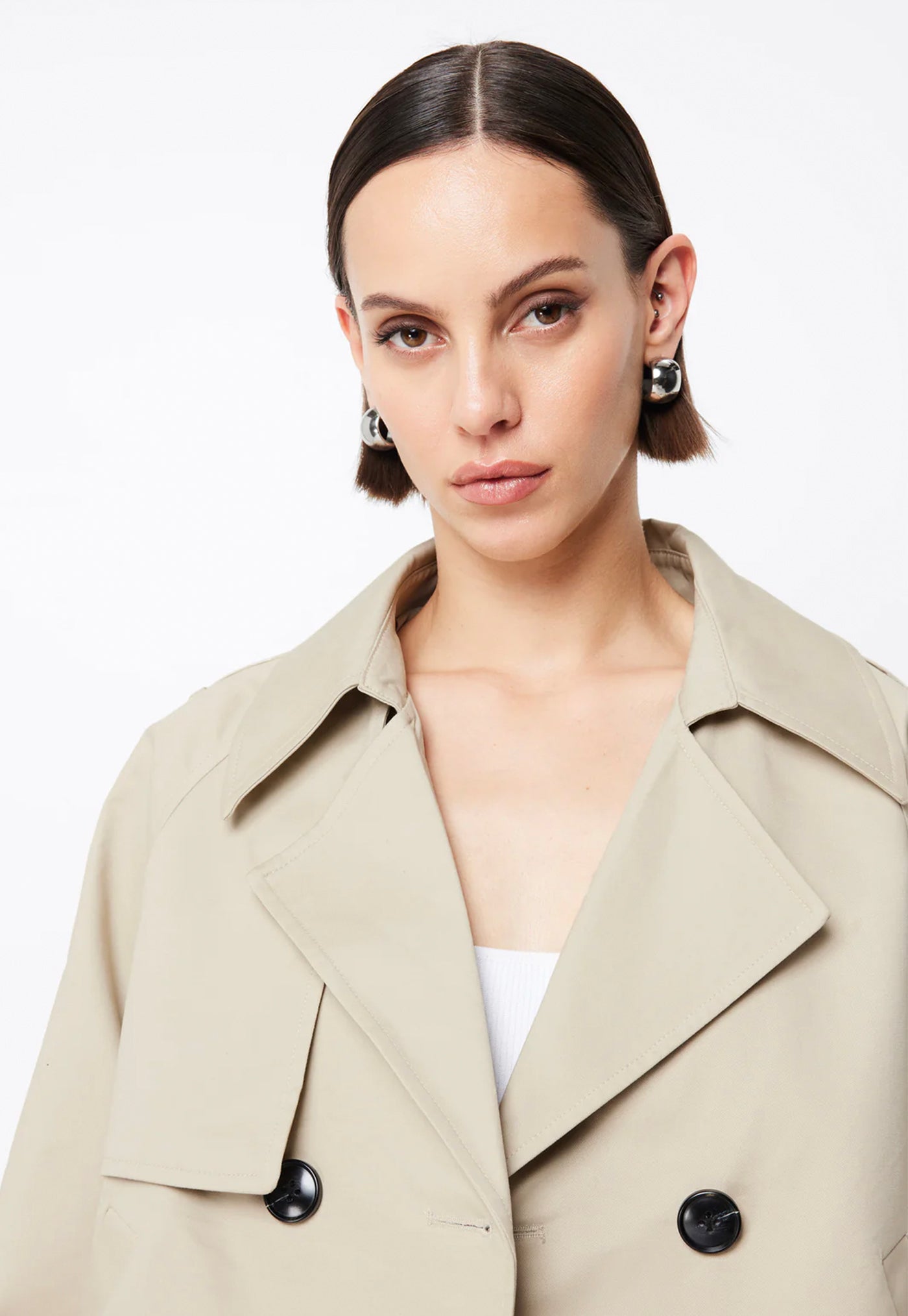 Franklin Cropped Trench - Natural