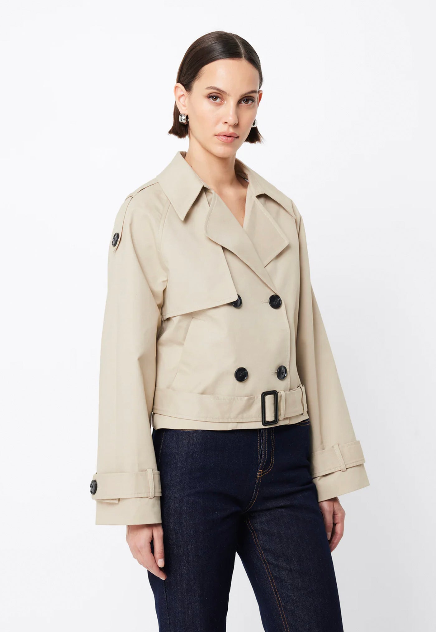 Franklin Cropped Trench - Natural