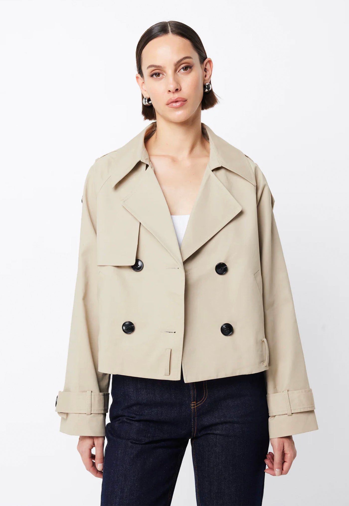Franklin Cropped Trench - Natural