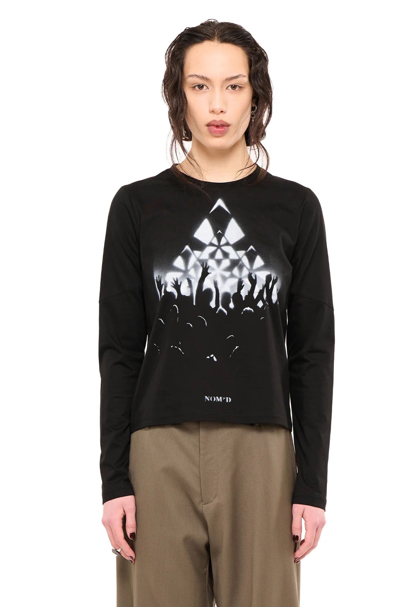 Base Long Sleeve - White Fans Stencil