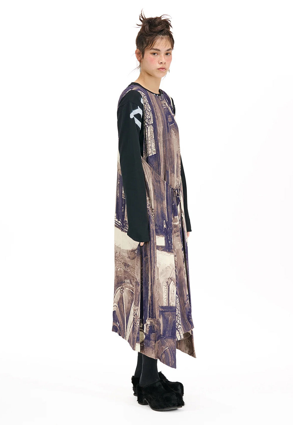 Detached Pinafore - Gothic Print