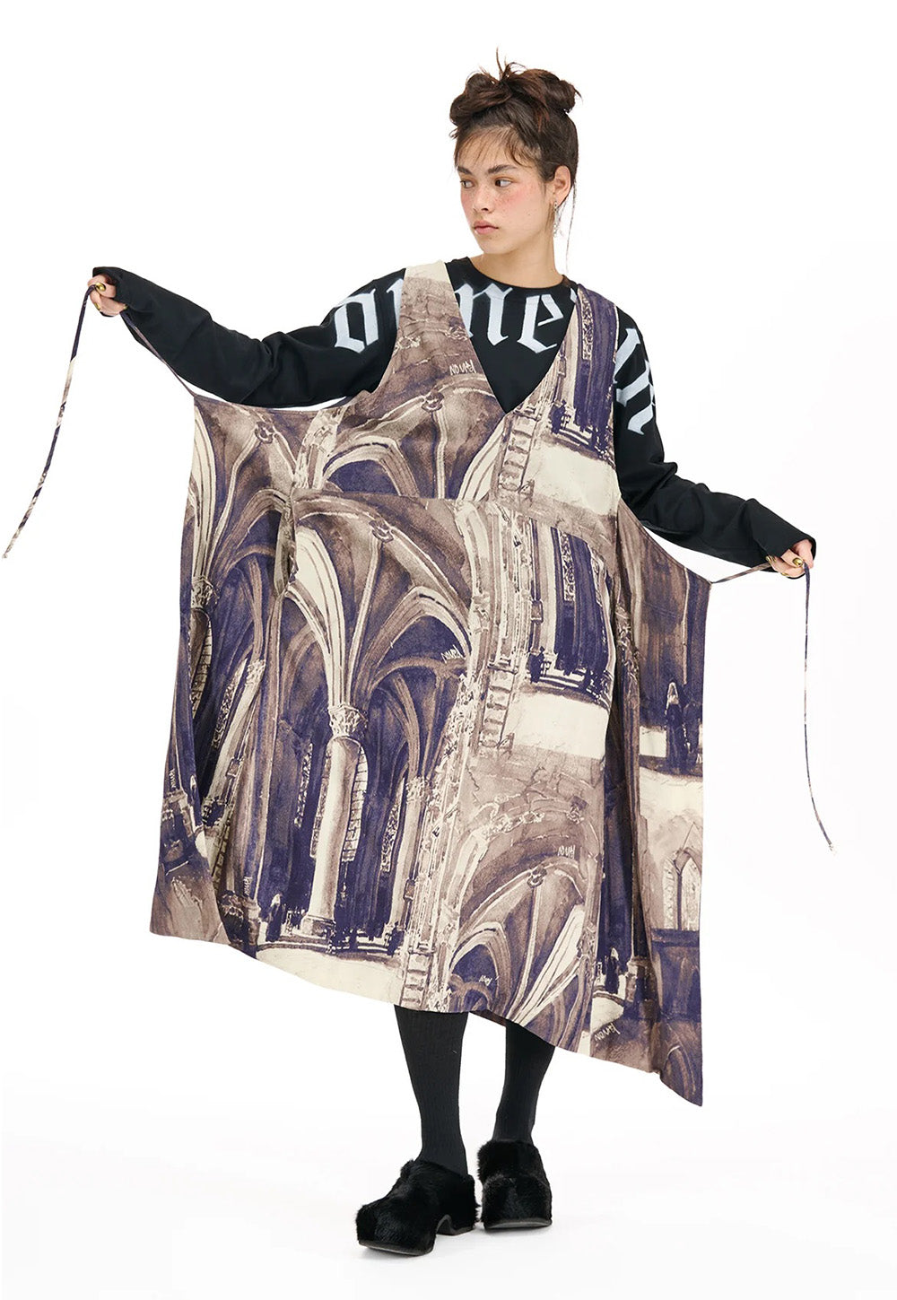 Detached Pinafore - Gothic Print