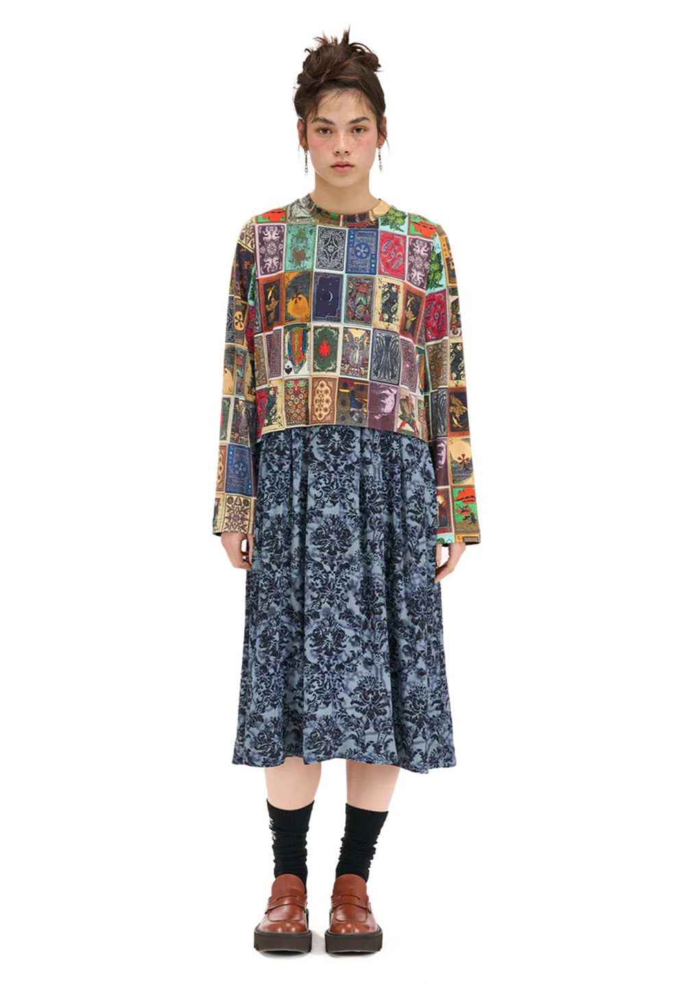 Study Dress - Anaglypta Print Blue