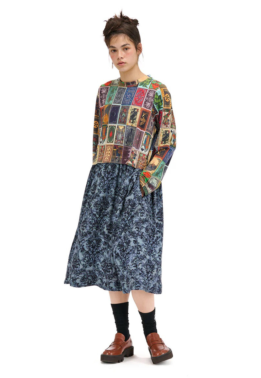 Study Dress - Anaglypta Print Blue