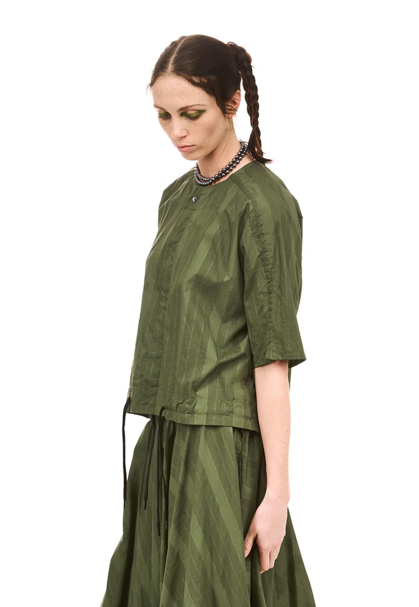 Grid Blouson - Green Olive