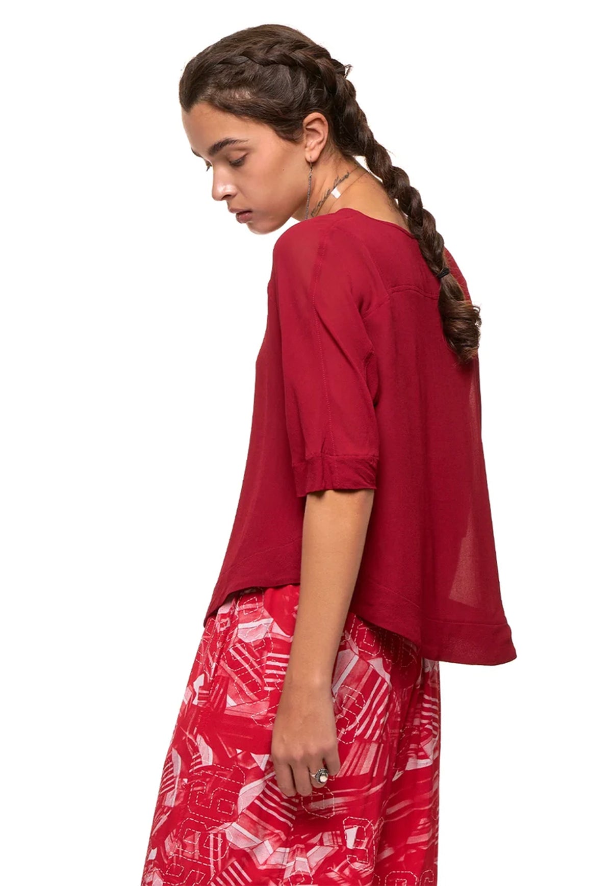 New Discus Top - Dark Red