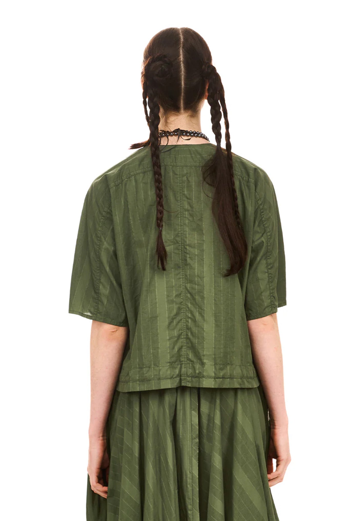 Grid Blouson - Green Olive