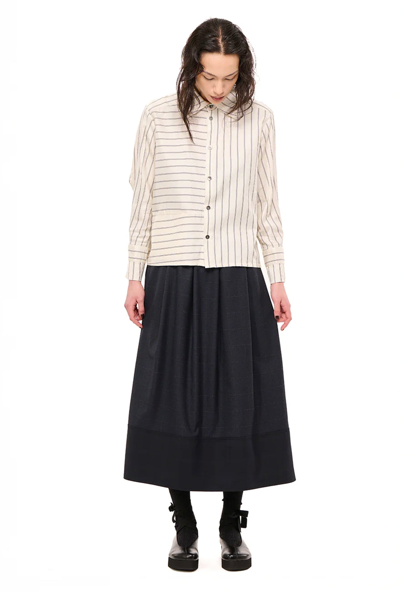 Line Dance Shirt - Cream/Navy Stripe