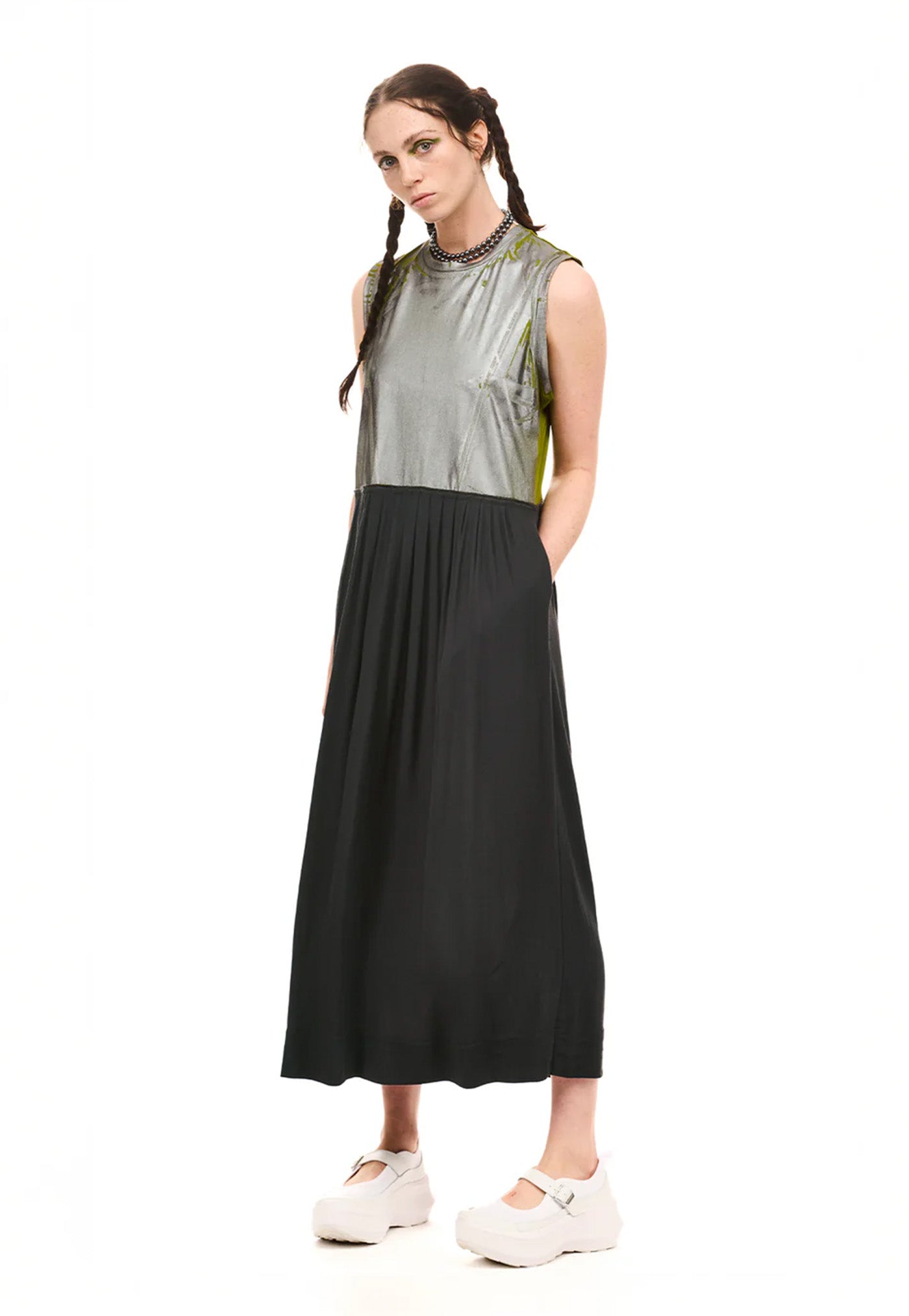 Foiled Dress - Charcoal