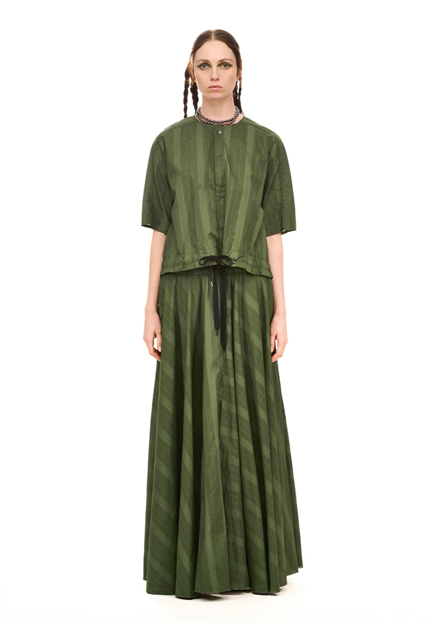 Grid Blouson - Green Olive