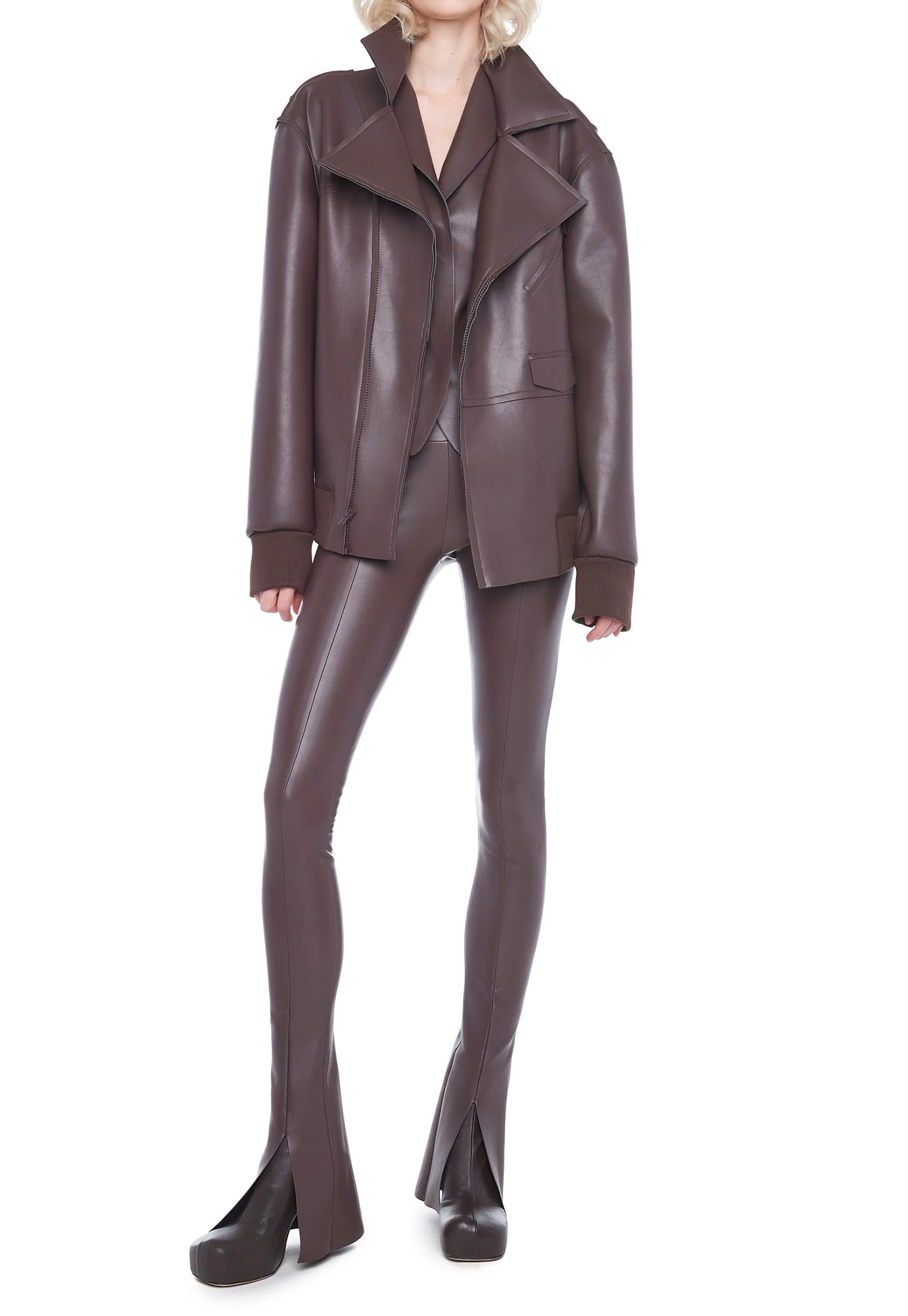 Oversized Moto Jacket - Chocolate