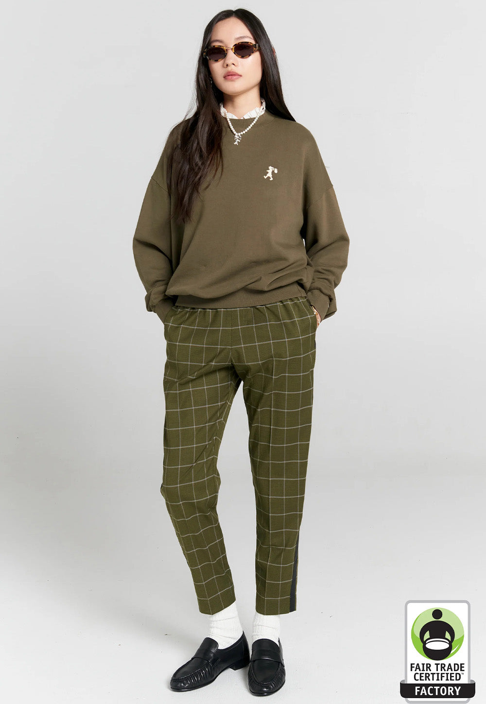 Runaway Girl Organic Cotton Crewneck Sweatshirt - Hunter Green