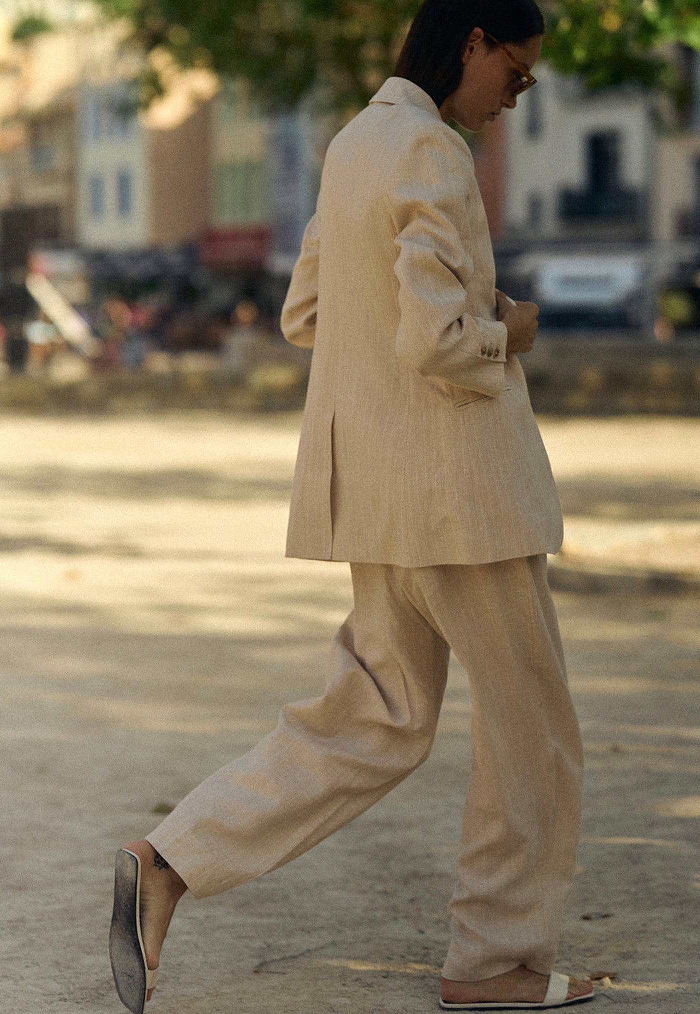 Leon Blazer - Beige Pinstripe