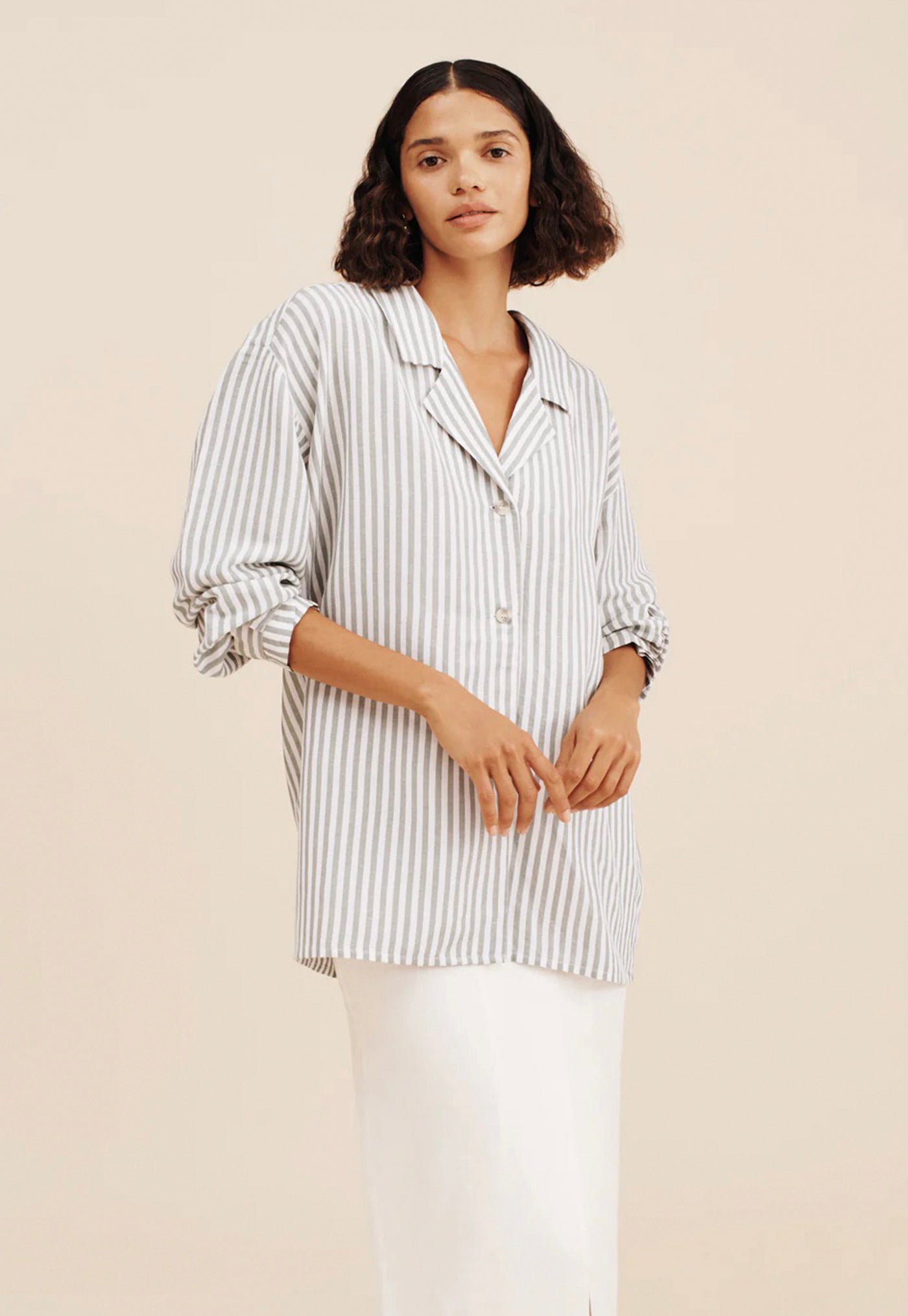 Zadie Shirt - Seagrass Stripe sold by Angel Divine