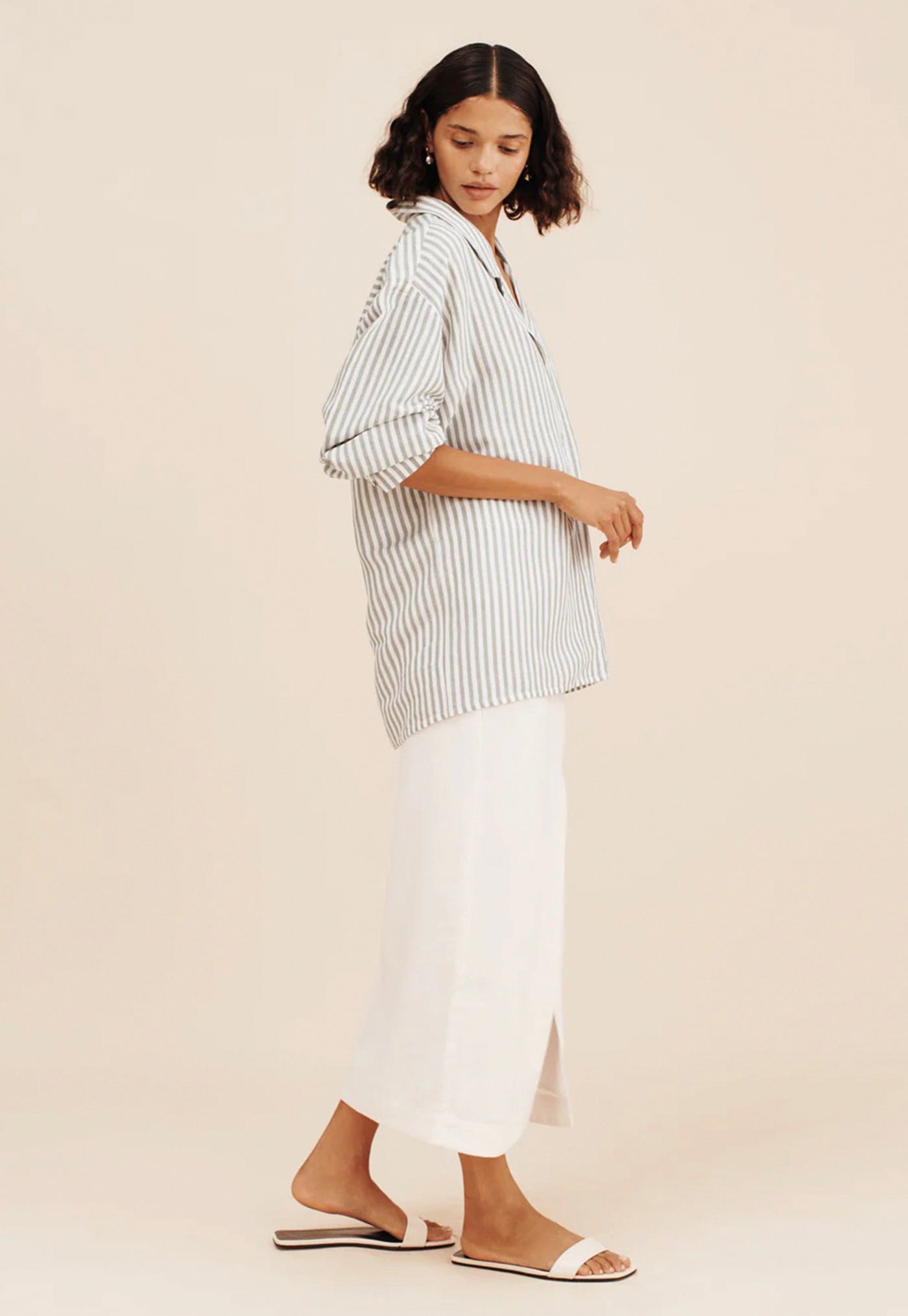 Zadie Shirt - Seagrass Stripe sold by Angel Divine