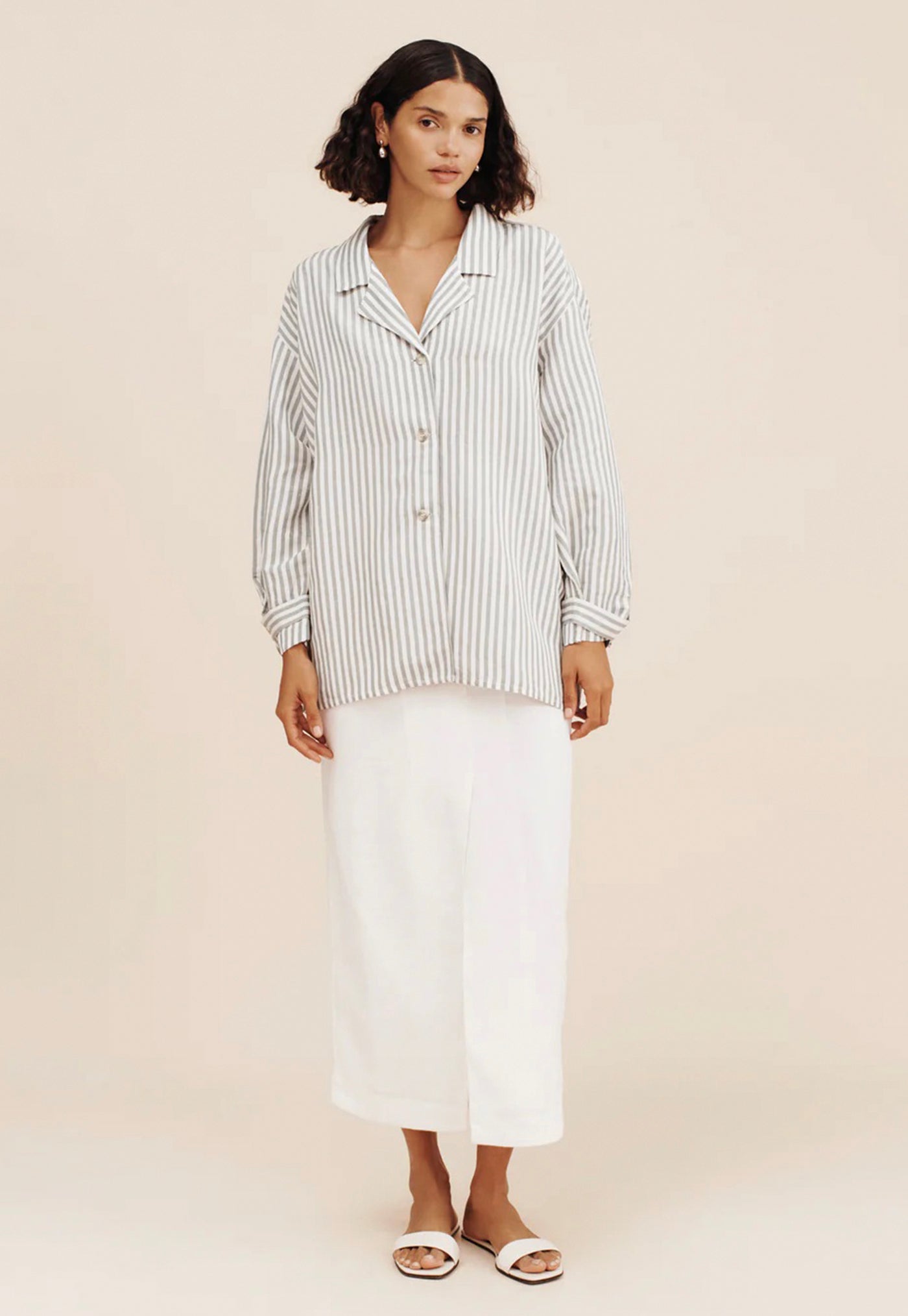 Zadie Shirt - Seagrass Stripe sold by Angel Divine