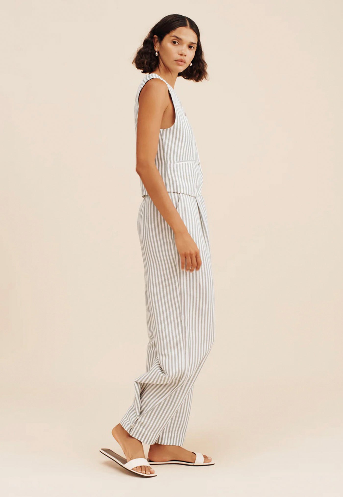 Lorenzo Pant - Seagrass Stripe sold by Angel Divine