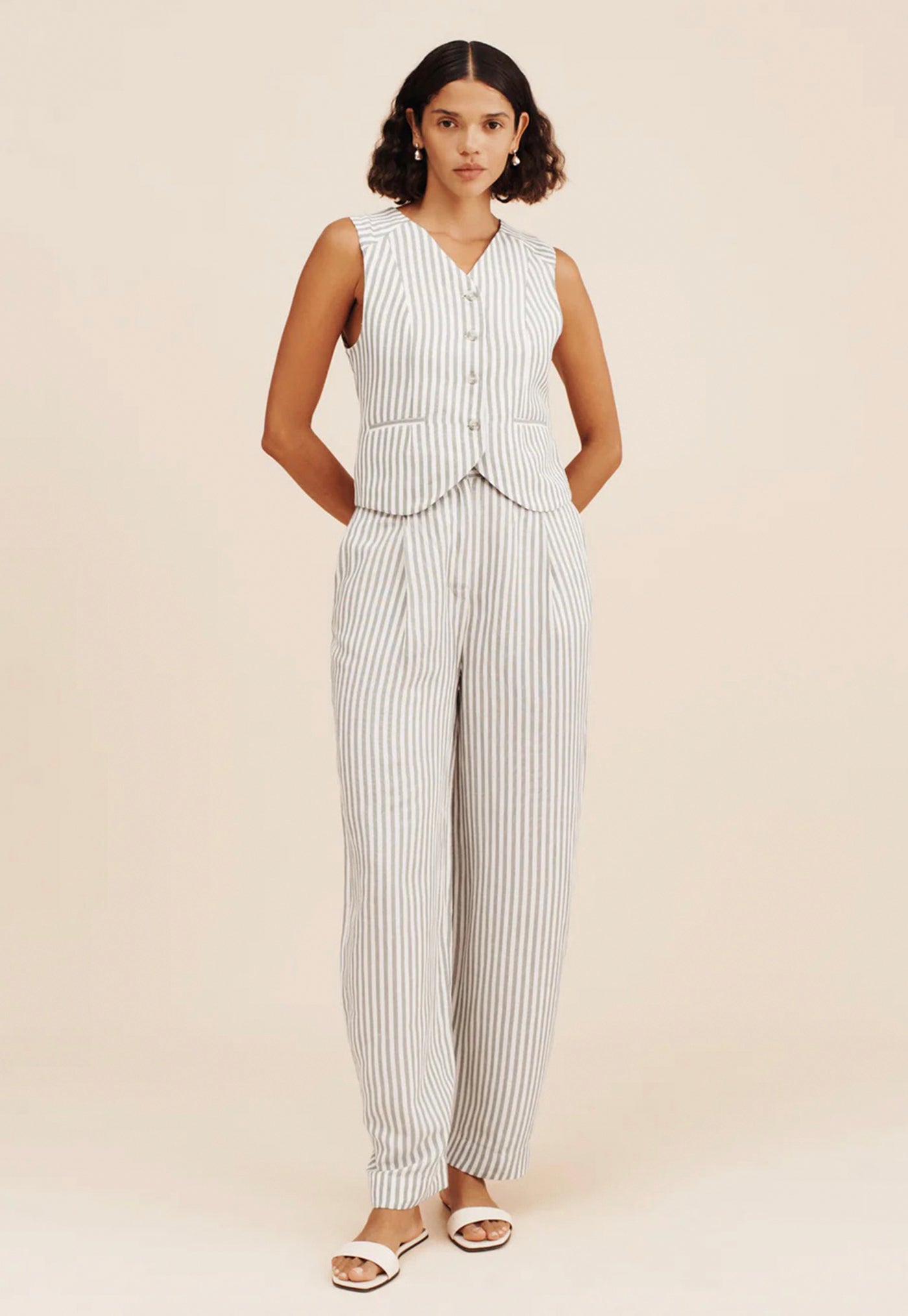 Lorenzo Pant - Seagrass Stripe sold by Angel Divine