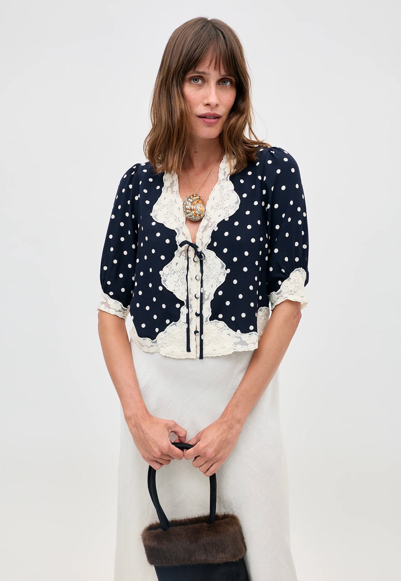 Ursula Undefined Top - Layla Dot Navy