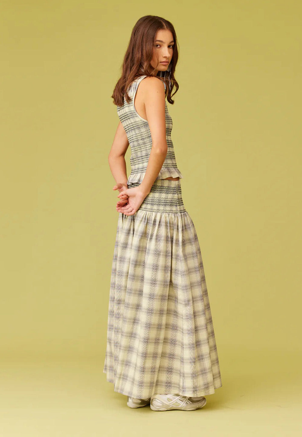 Anastasia Tank - Sage Tartan