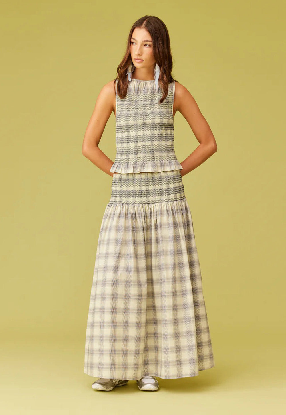 Anastasia Tank - Sage Tartan