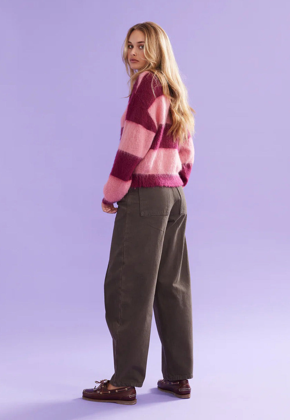 Velma Stripe Jumper - Pink Burgandy