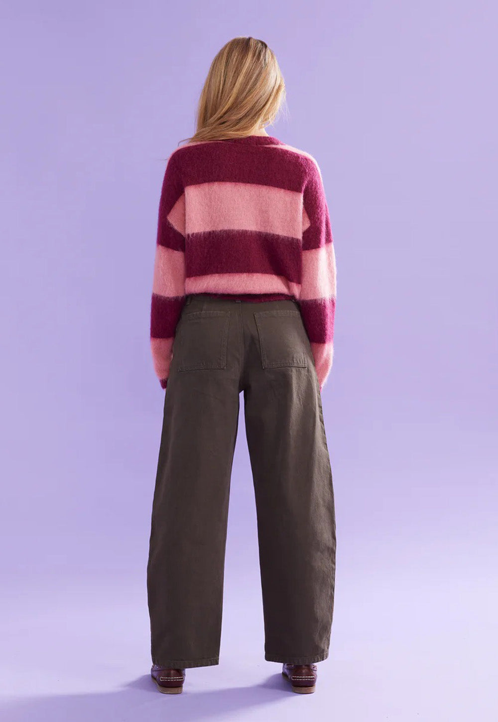 Velma Stripe Jumper - Pink Burgandy