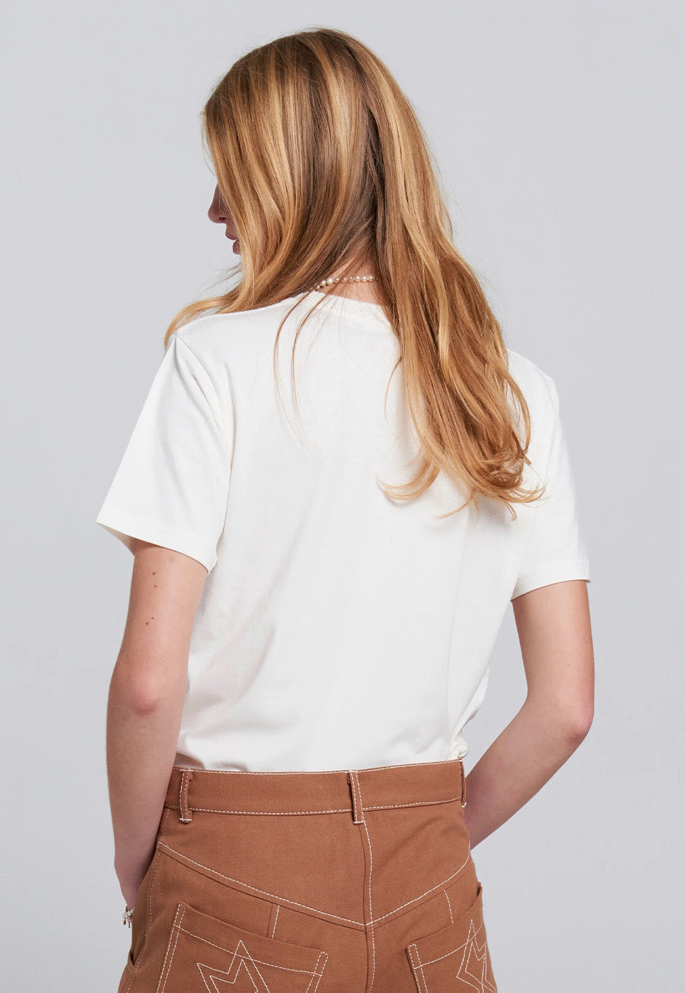 Runaway Carousel Organic Cotton T-Shirt - Ecru/Tangerine