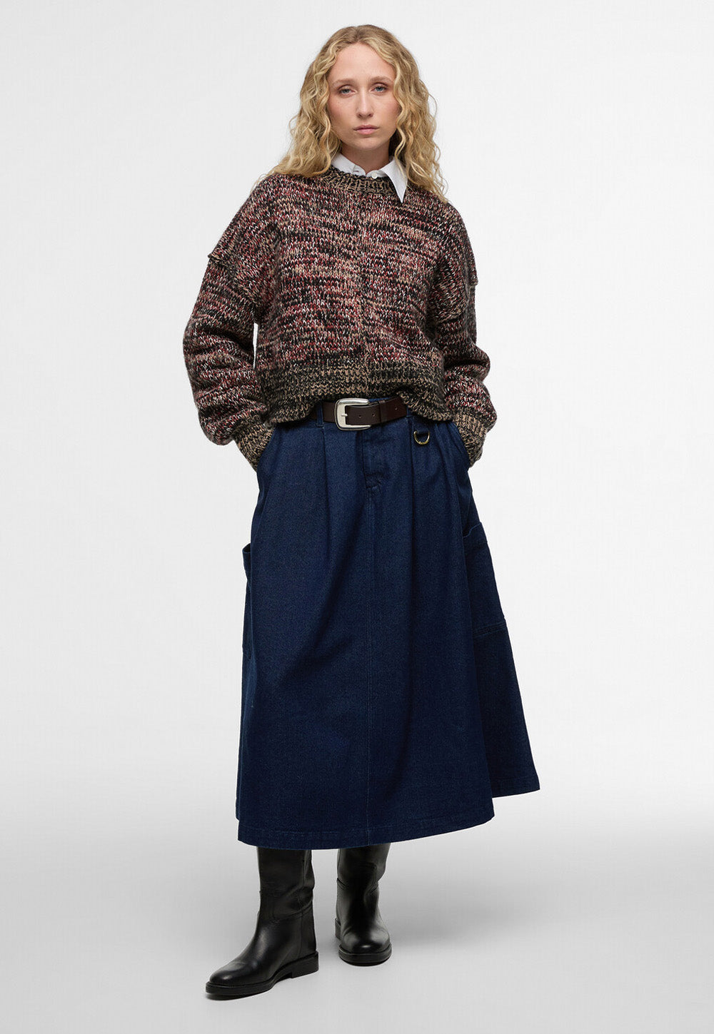 Saima Denim Midi Skirt - Rise Wash