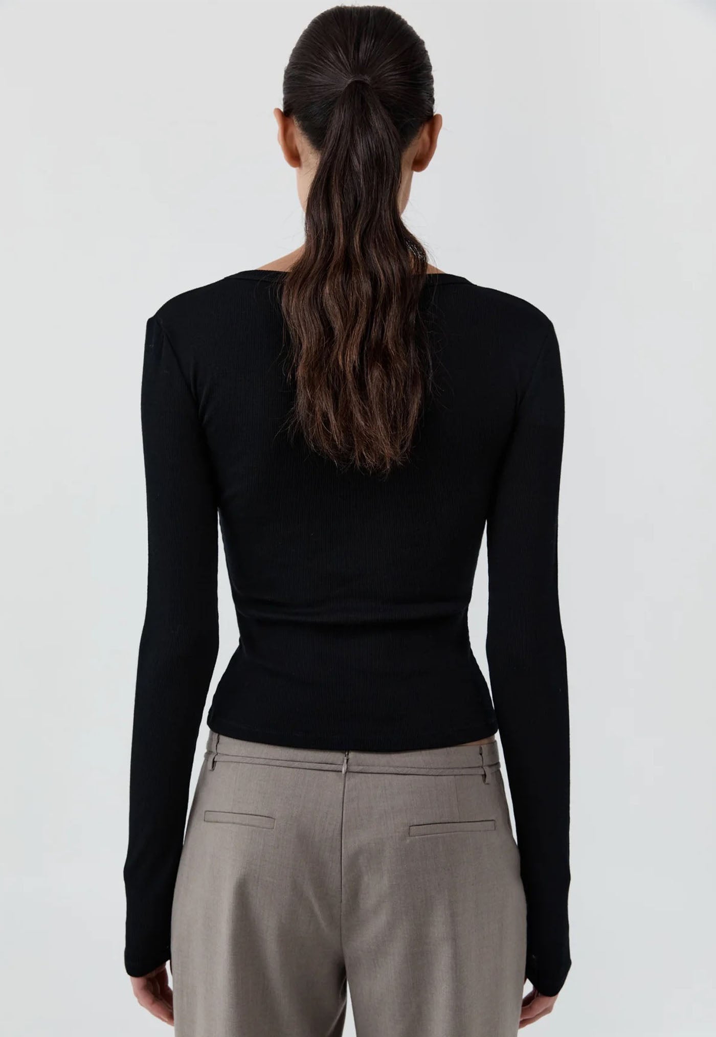 90s Wool Rouleau Minimal Pants - Light Taupe
