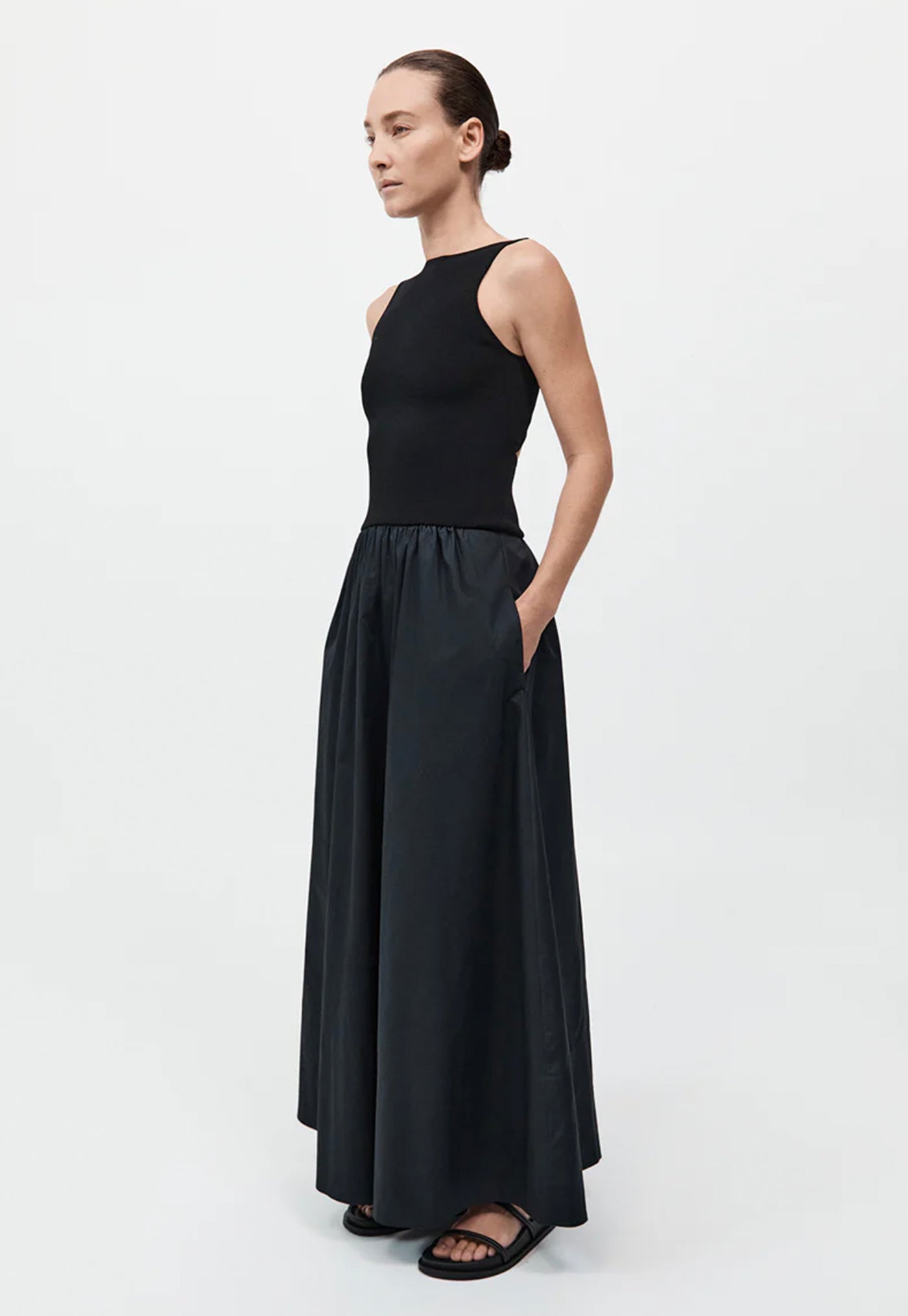 Bateau Cut Out Dress - Black
