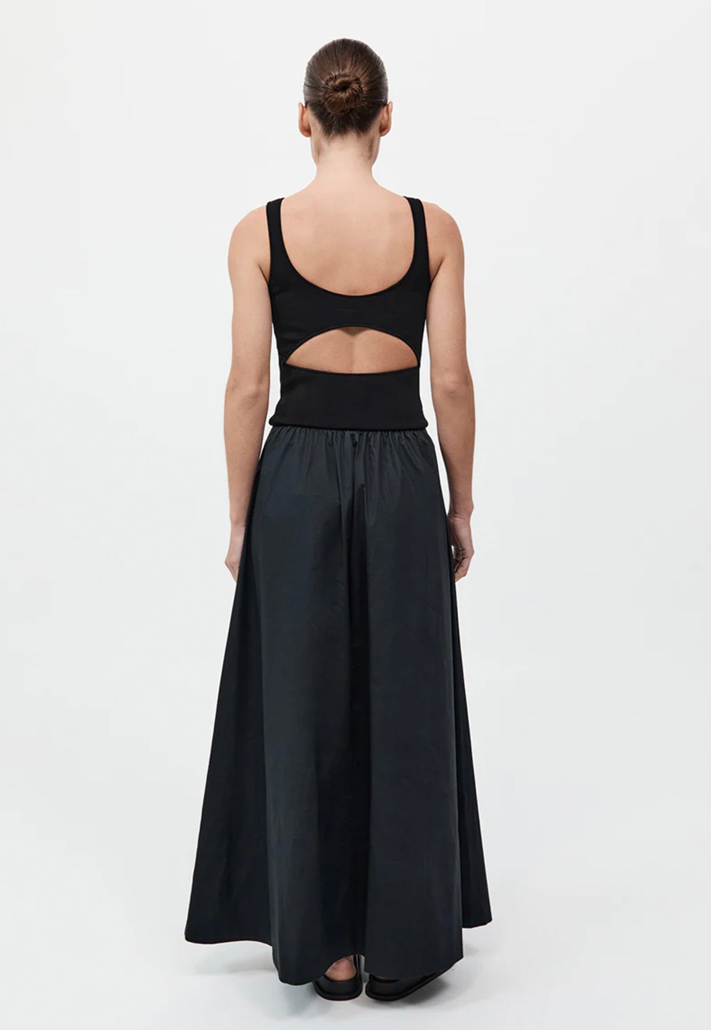 Bateau Cut Out Dress - Black