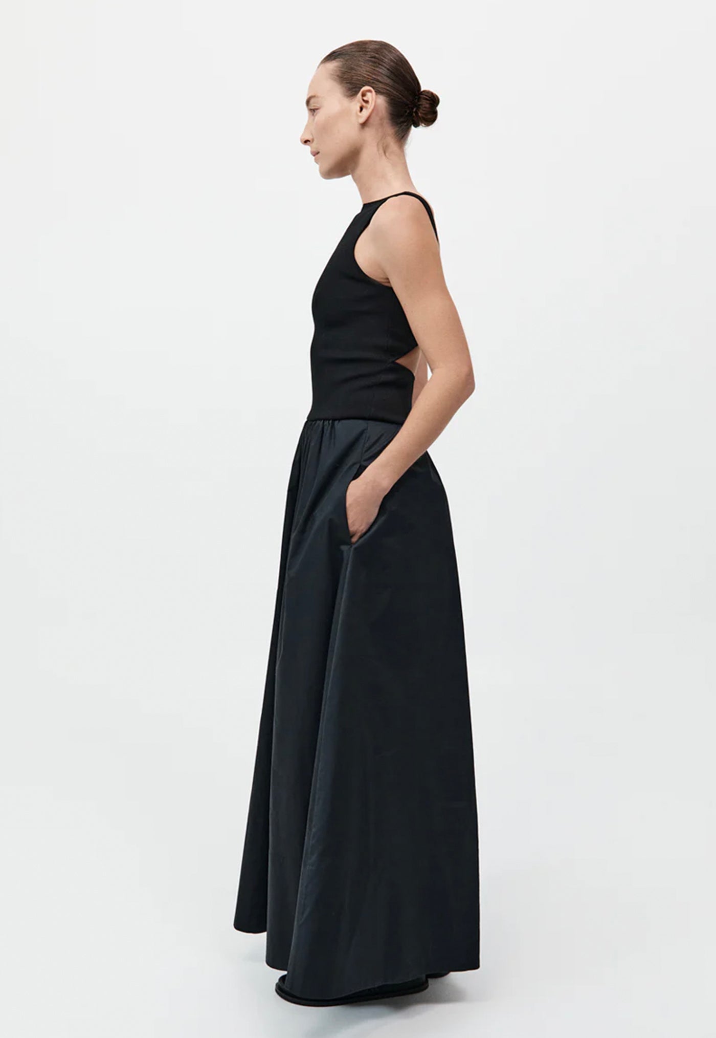 Bateau Cut Out Dress - Black