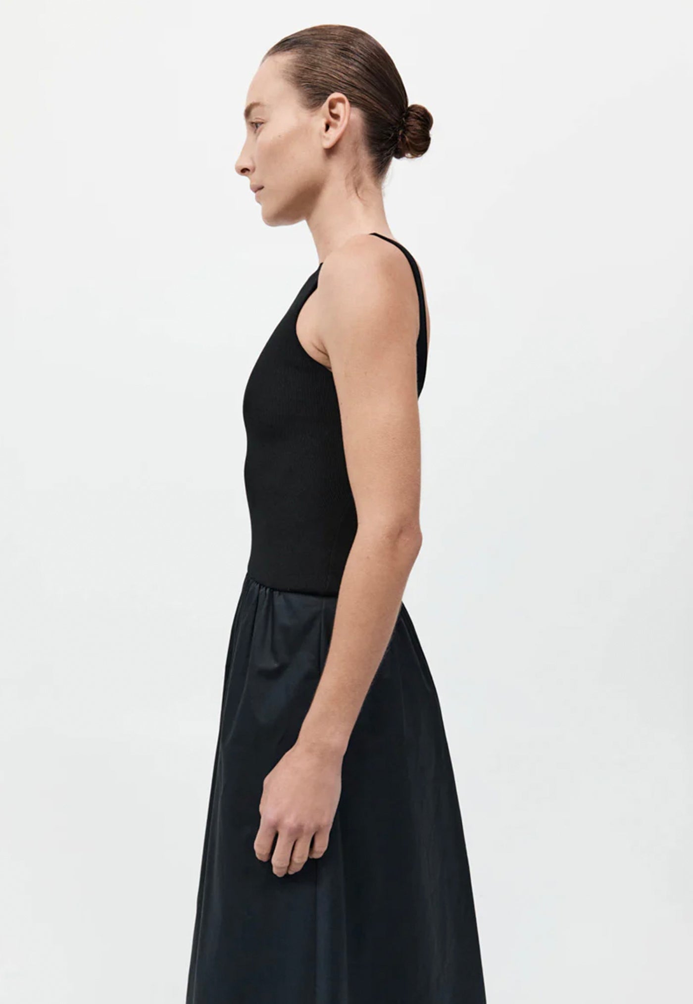 Bateau Cut Out Dress - Black