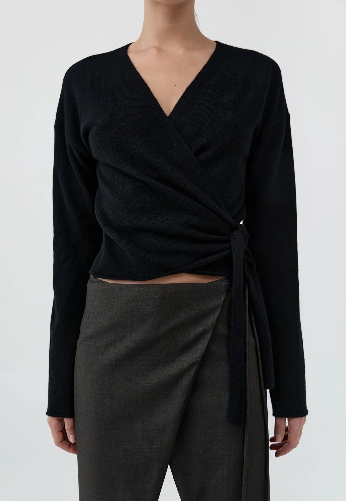Cashmere Wrap Cardigan - Black