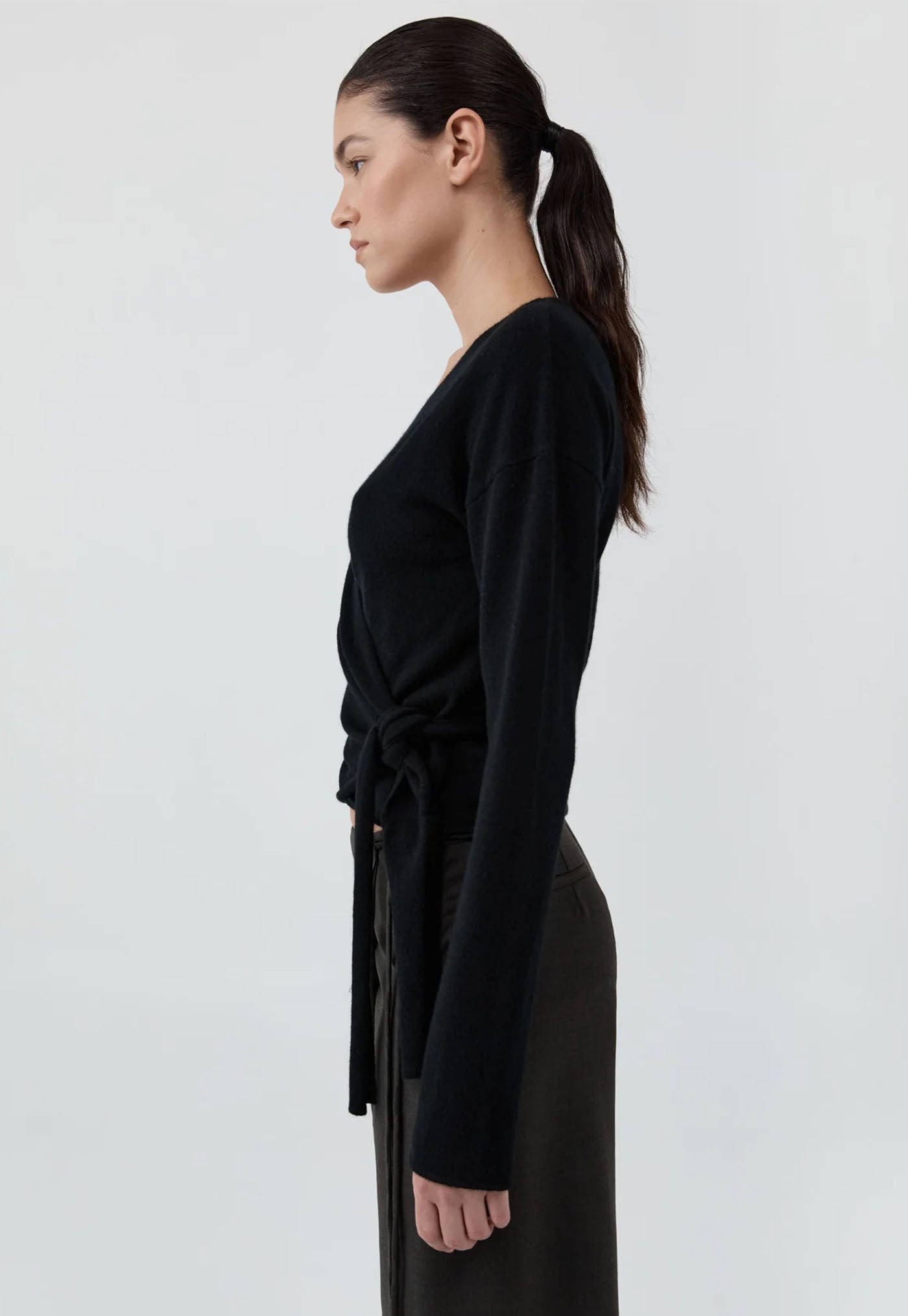 Cashmere Wrap Cardigan - Black