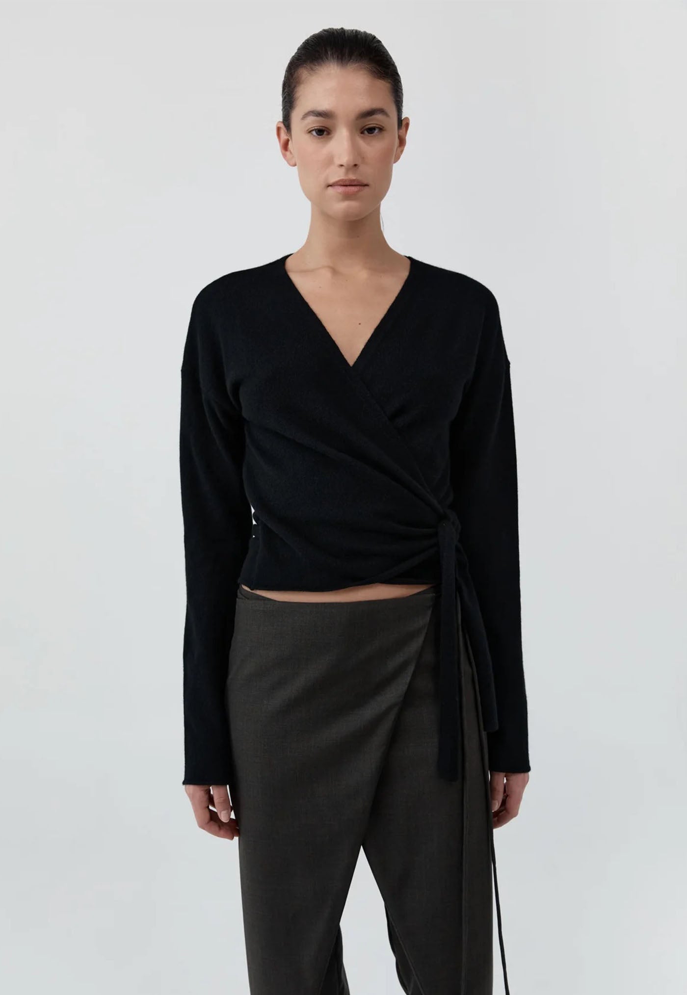 Cashmere Wrap Cardigan - Black
