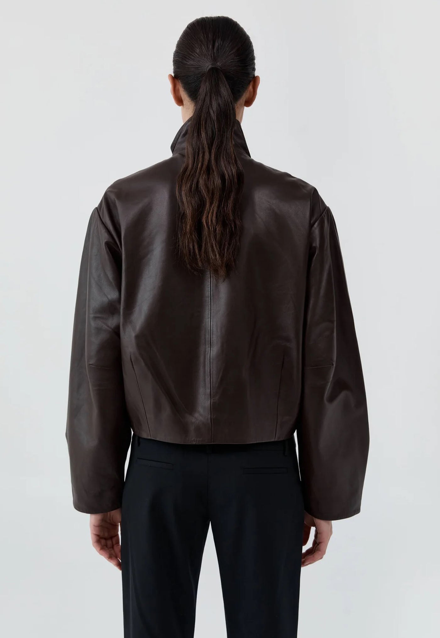 Cocoon Zip Leather Jacket - Chocolate