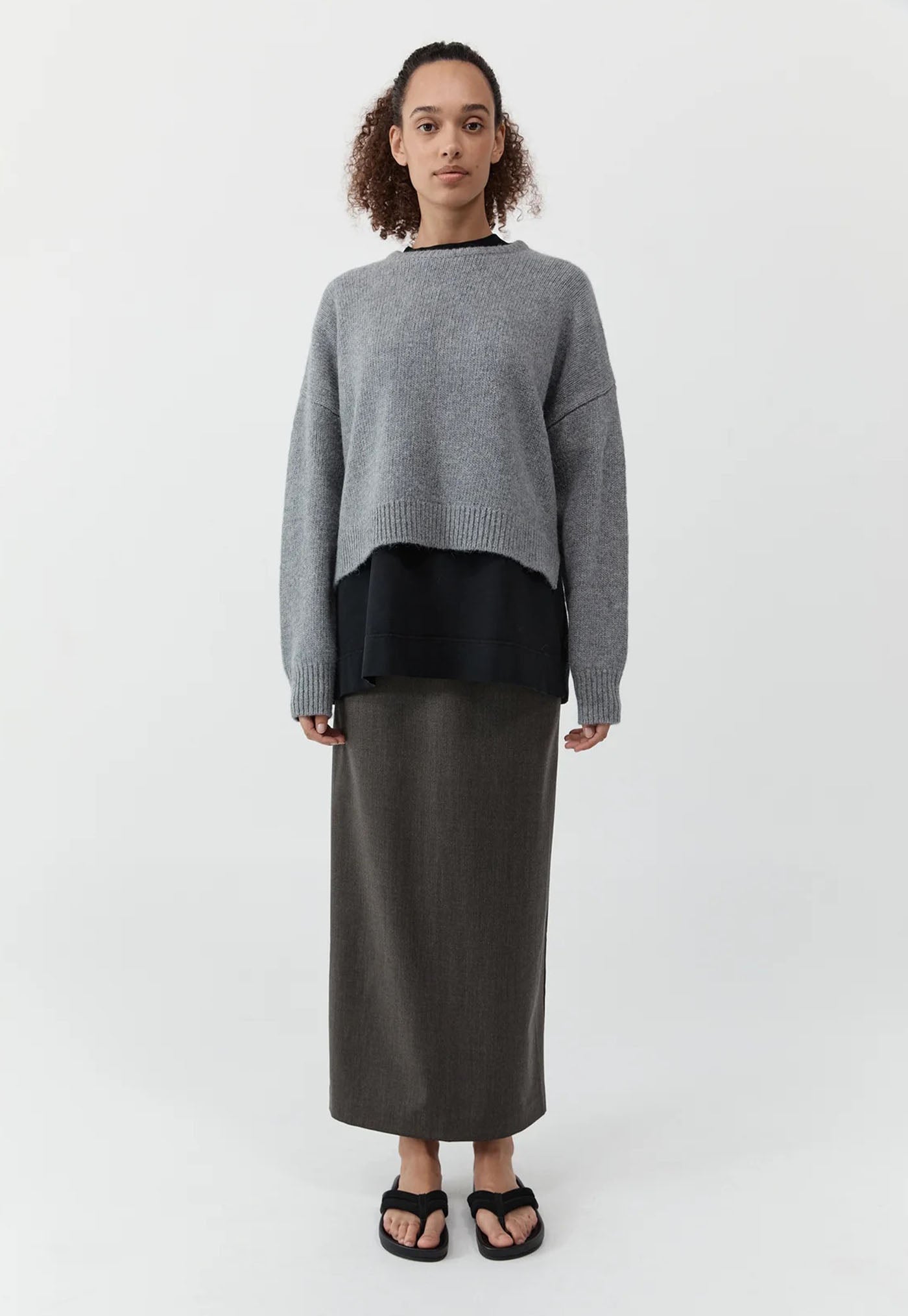 Cropped Sweater - Concrete
