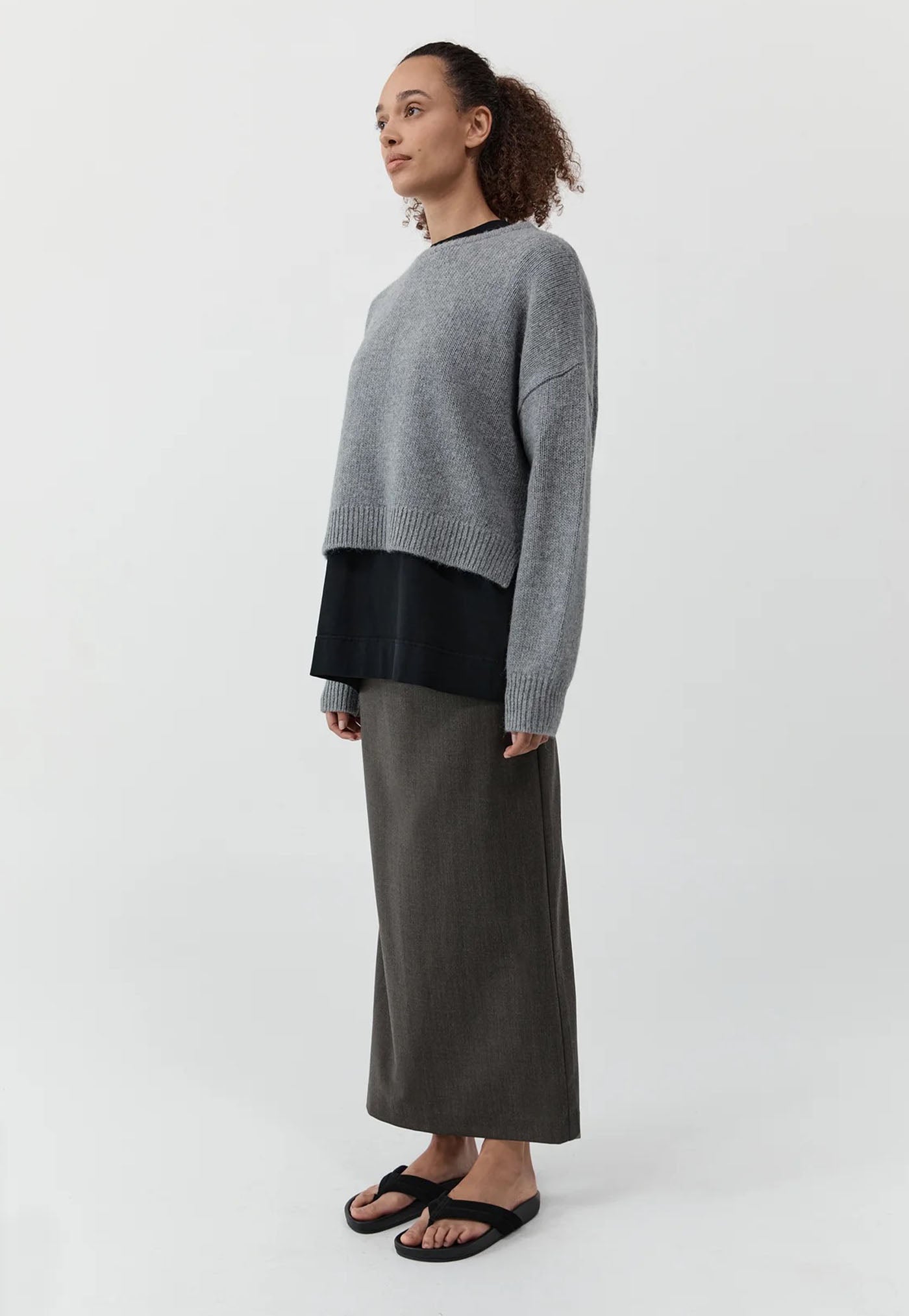 Cropped Sweater - Concrete