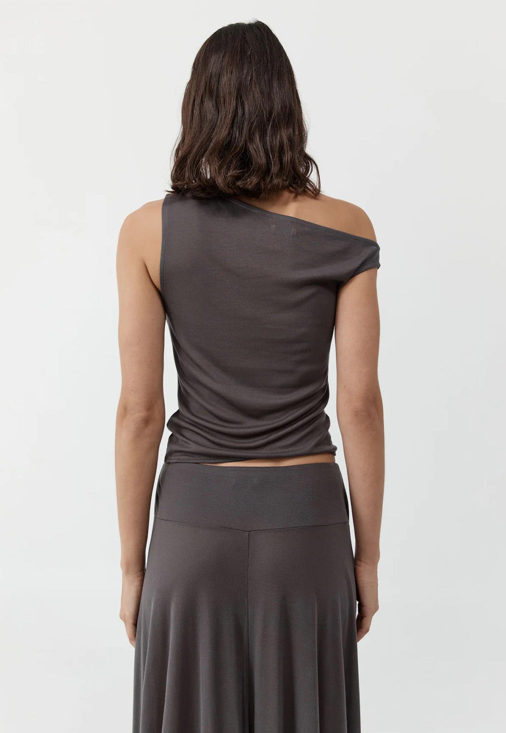 Fine Jersey Asymm Top - Soot