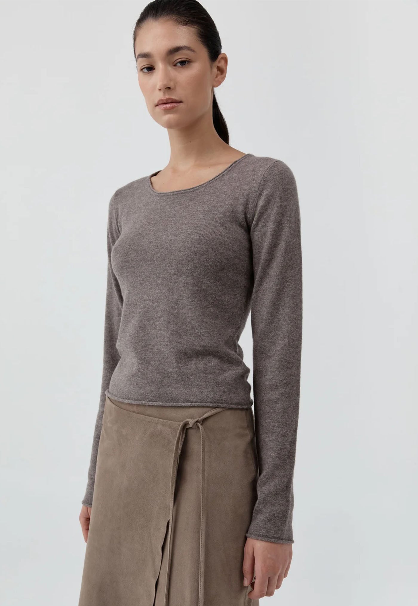 Fine Merino Wool Long Sleeve Top - Vapor