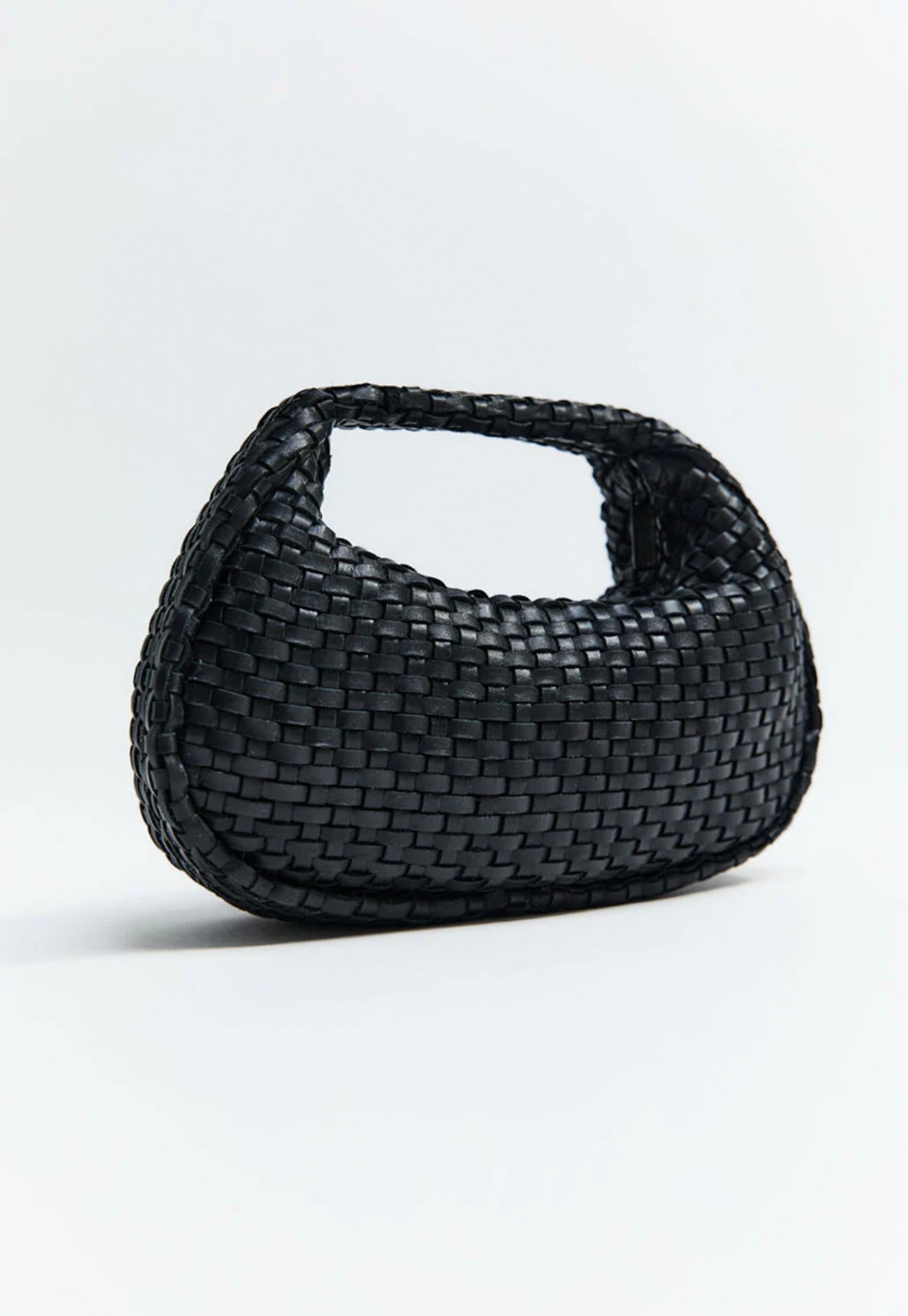Latice Weave Mini Bon Bon Bag - Black