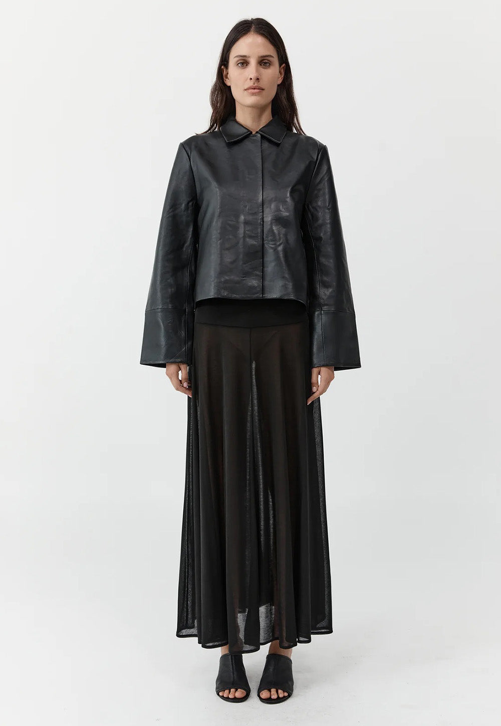 Leather Minimal Jacket - Black