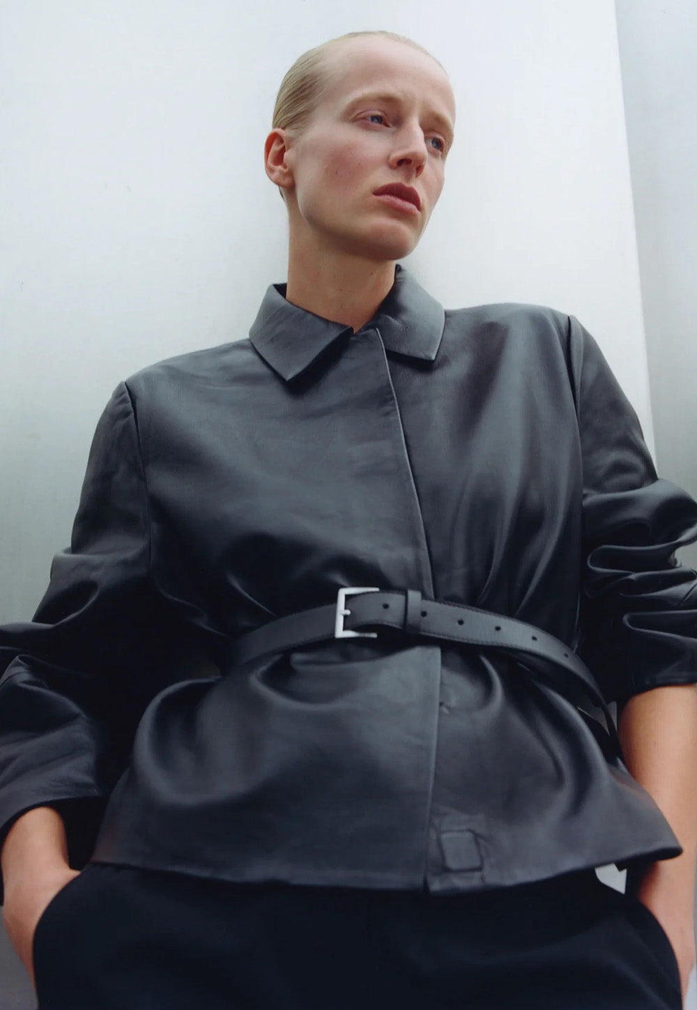 Leather Minimal Jacket - Black