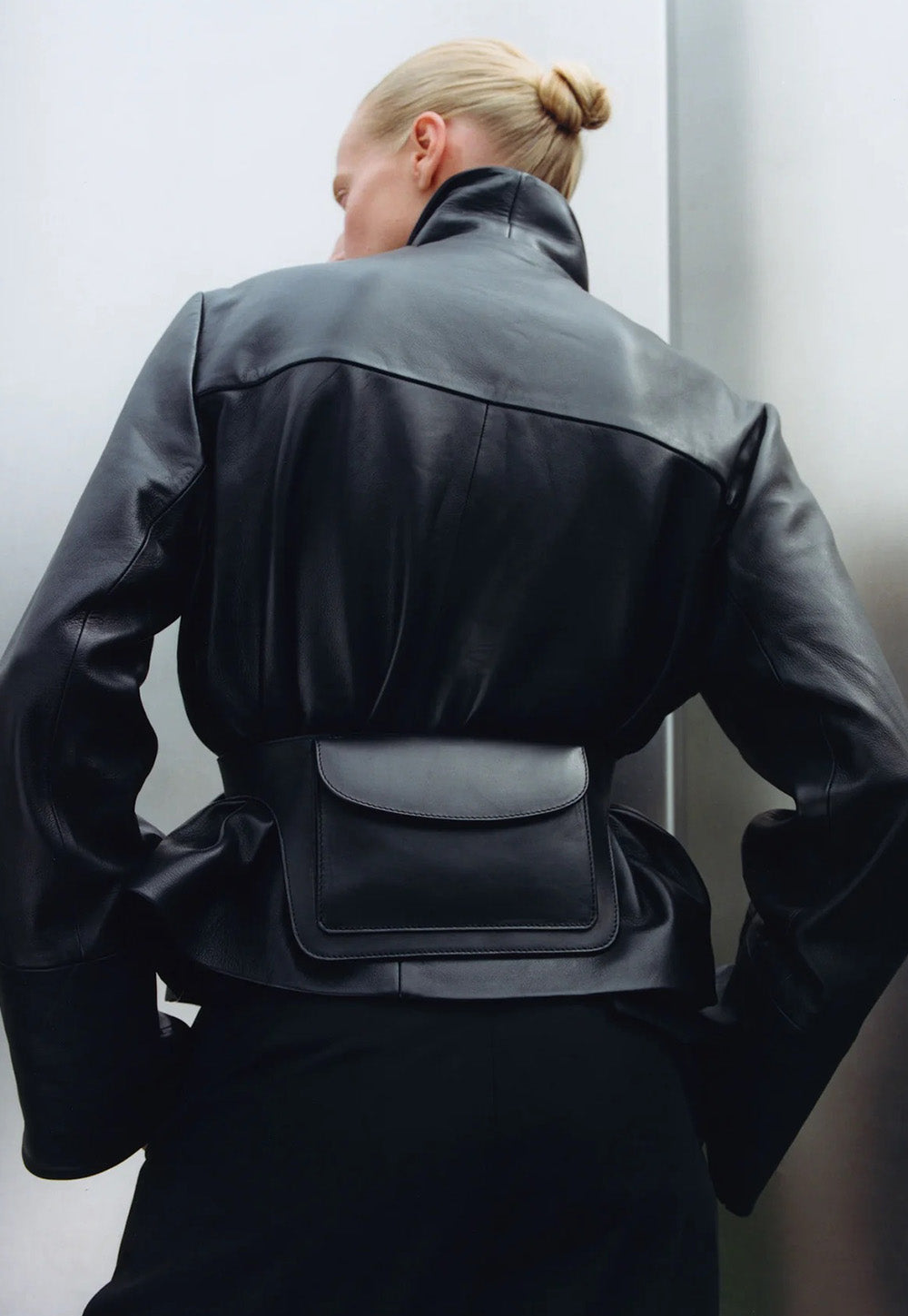 Leather Minimal Jacket - Black