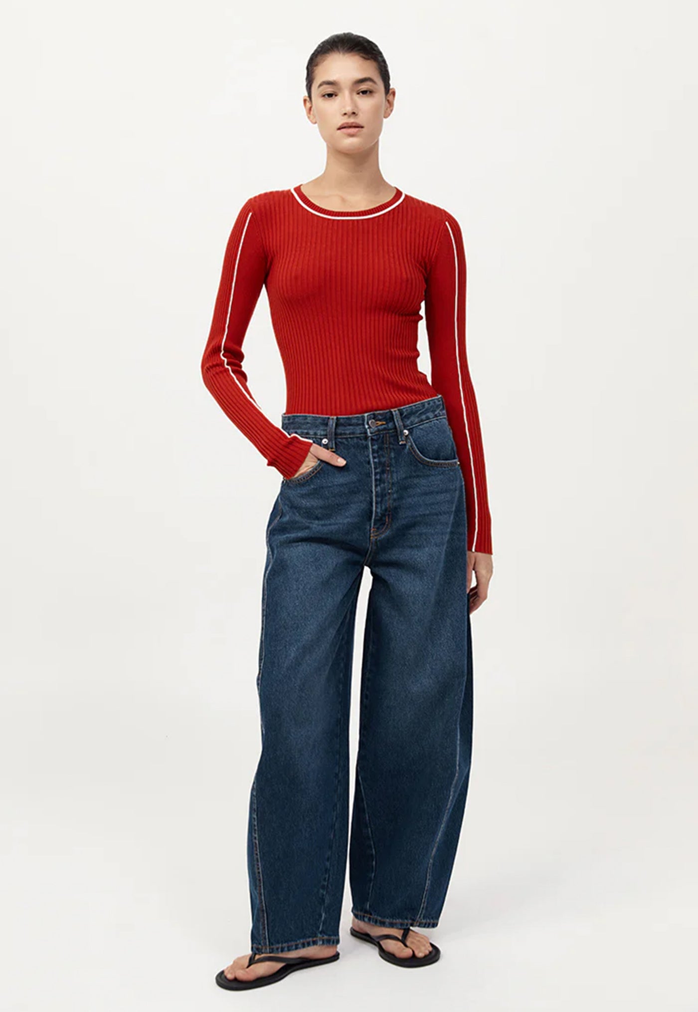 Mid Rise Balloon Jeans - Dark Indigo