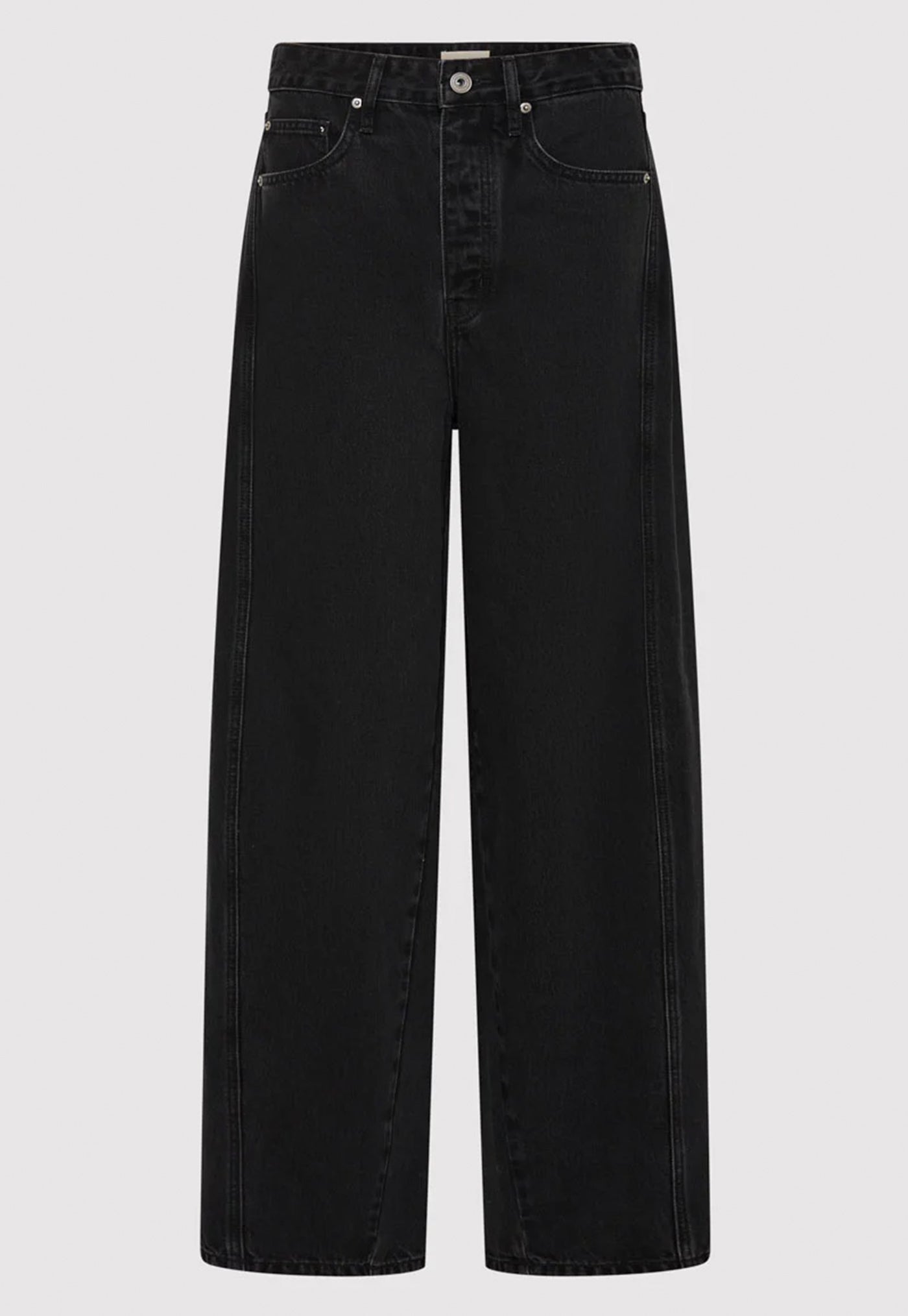 Mid Rise Balloon Jeans - Washed Black