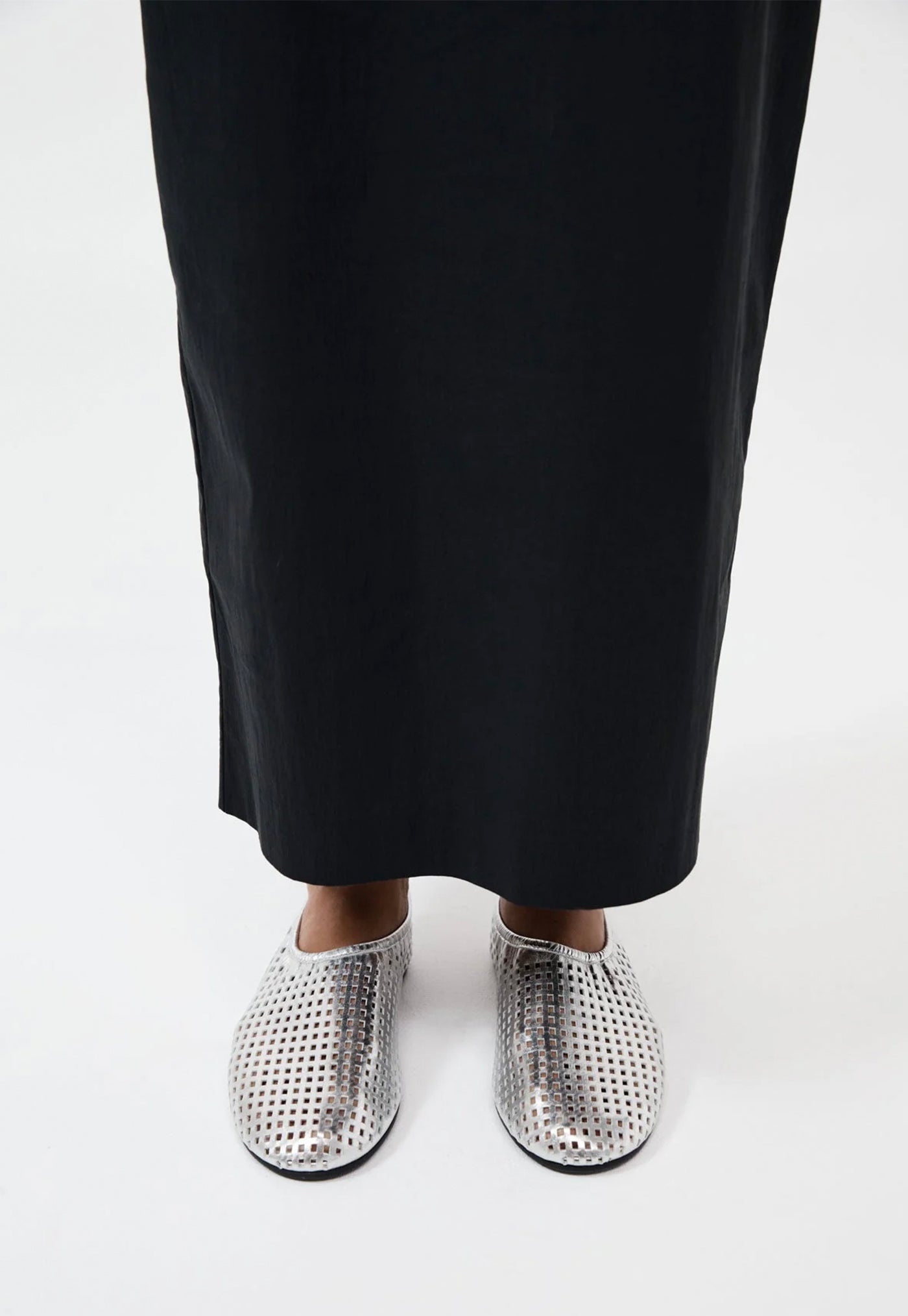 Perforated Ballet Flat - Silver sold by Angel Divine