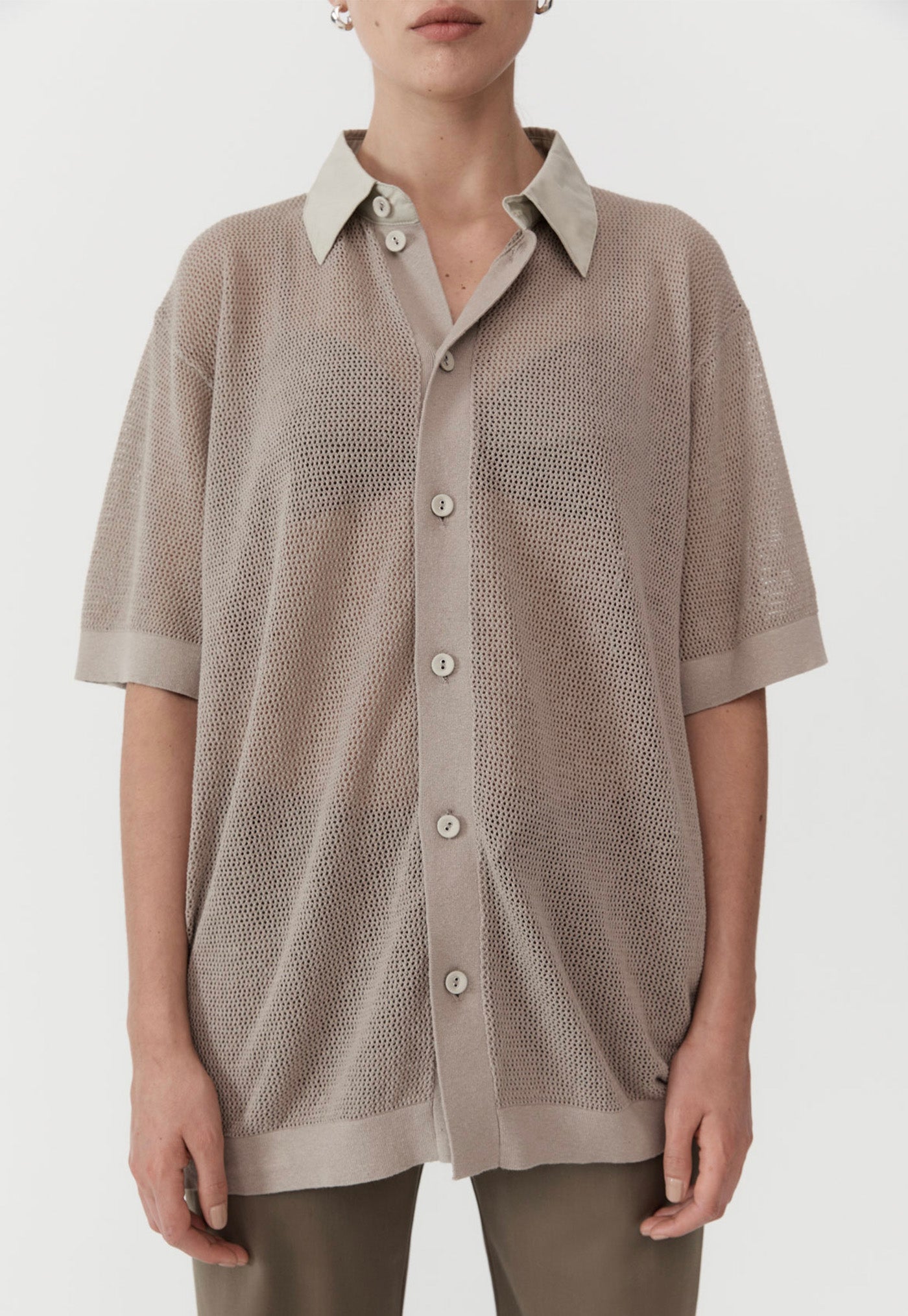 Mesh Short Sleeve Shirt - Fog sold by Angel Divine